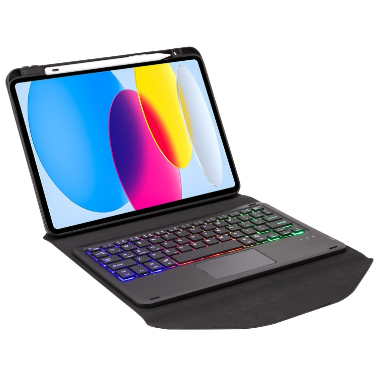 Z10B-AS Pen Slot Touchpad Backlight Bluetooth Keyboard Leather Tablet Case, For iPad 2022 / 2025