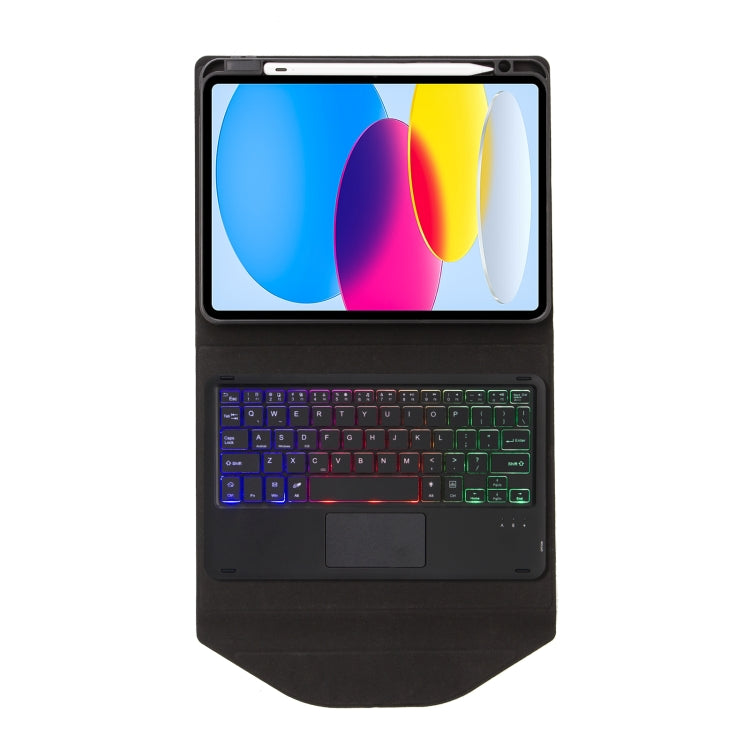 Z10B-AS Pen Slot Touchpad Backlight Bluetooth Keyboard Leather Tablet Case, For iPad 2022 / 2025