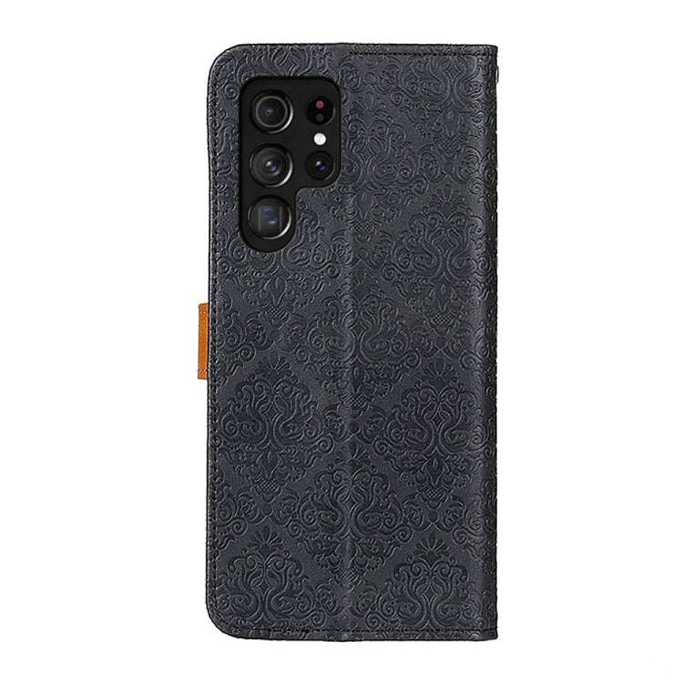 European Floral Embossed Leather Phone Case, For Samsung Galaxy S24 Ultra