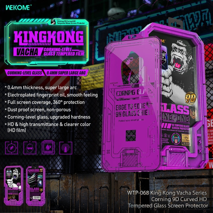 WK WTP-068 King Kong Vacha Corning 9D Curved HD Tempered Glass Film, For iPhone 14, For iPhone 14 Plus, For iPhone 14 Pro, For iPhone 14 Pro Max, For iPhone 13, For iPhone 13 Pro, For iPhone 13 Pro Max