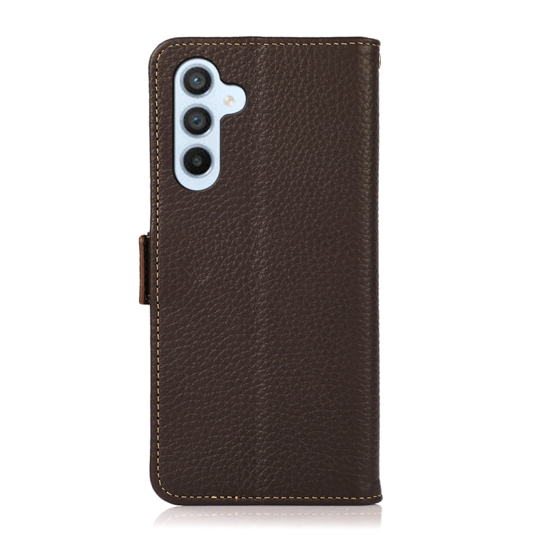 KHAZNEH Side-Magnetic Litchi Genuine Leather RFID Phone Case, For Samsung Galaxy M54 5G