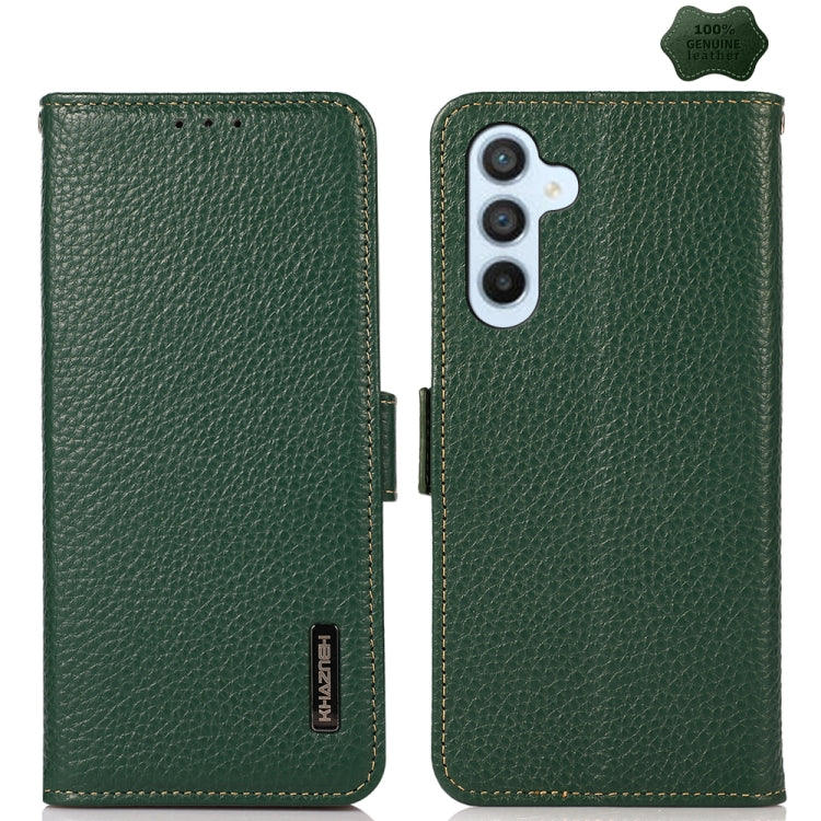 KHAZNEH Side-Magnetic Litchi Genuine Leather RFID Phone Case, For Samsung Galaxy M54 5G