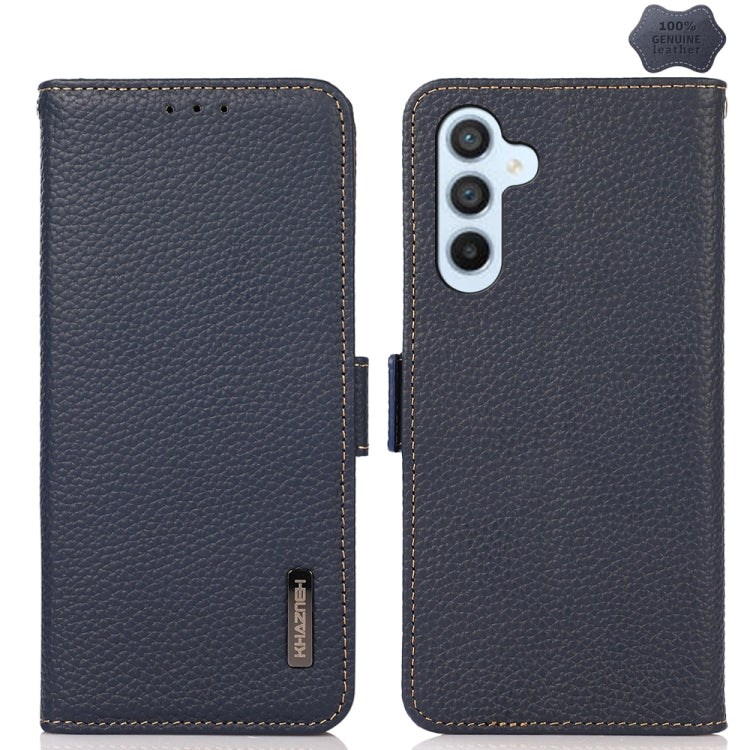 KHAZNEH Side-Magnetic Litchi Genuine Leather RFID Phone Case, For Samsung Galaxy M54 5G