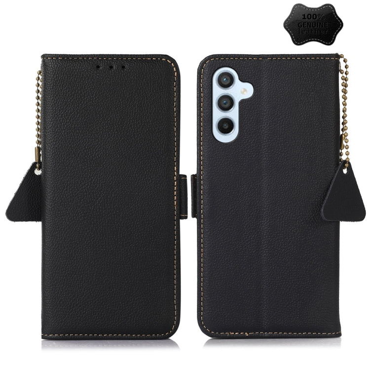 Side-Magnetic TJ Genuine Leather RFID Phone Case, For Samsung Galaxy M54 5G