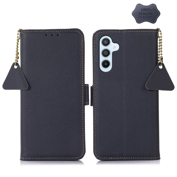 Side-Magnetic TJ Genuine Leather RFID Phone Case, For Samsung Galaxy M54 5G