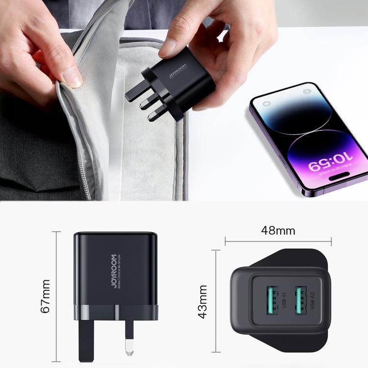 JOYROOM JR-TCN01 2.4A Dual Ports USB Charger, UK Plug