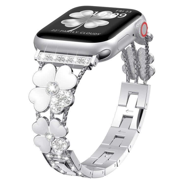 Petal Metal Diamond Watch Band, For Apple Watch Ultra 49mm, For Apple Watch SE 2023 44mm, For Apple Watch 8 41mm, For Apple Watch 8 45mm