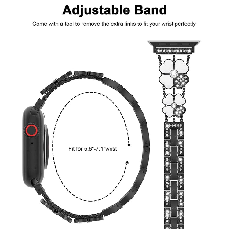 Petal Metal Diamond Watch Band, For Apple Watch SE 2022 44mm, For Apple Watch SE 40mm, For Apple Watch SE 44mm, For Apple Watch 6 40mm