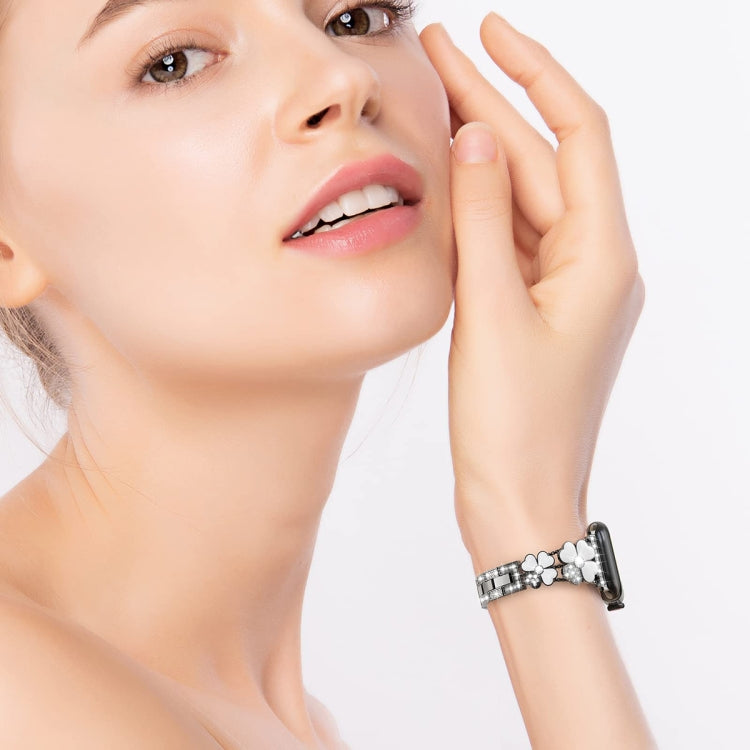 Petal Metal Diamond Watch Band, For Apple Watch 6 44mm, For Apple Watch Ultra 2 49mm, For Apple Watch 5 40mm, For Apple Watch 5 44mm