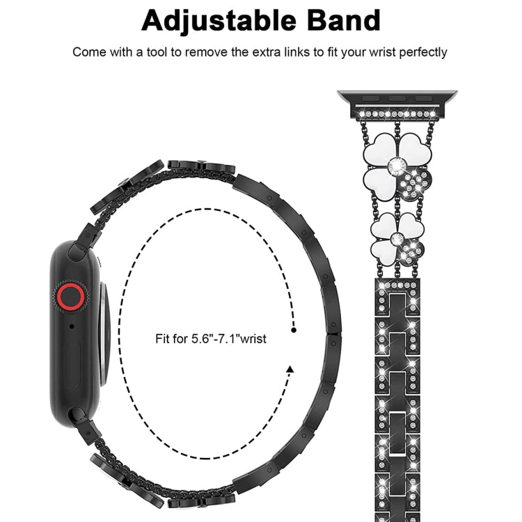Petal Metal Diamond Watch Band, For Apple Watch 4 40mm, For Apple Watch 4 44mm, For Apple Watch 3 38mm, For Apple Watch 9 45mm