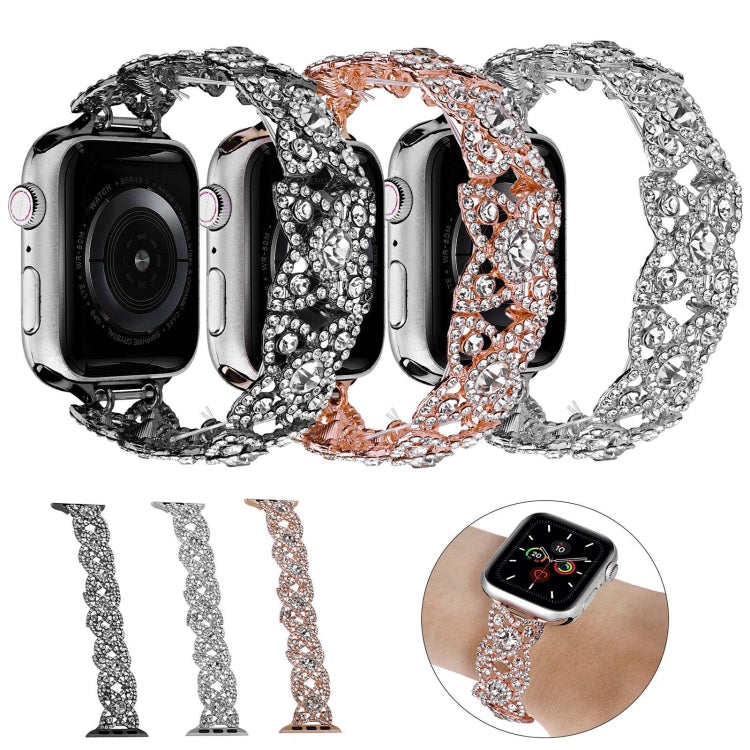 4-Petal Diamond Metal Watch Band, For Apple Watch Ultra 49mm