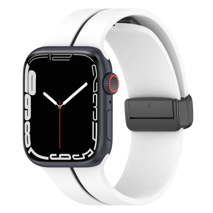 Two Color Folding Buckle Silicone Watch Band, For Apple Watch SE 2023 44mm, For Apple Watch Ultra 49mm