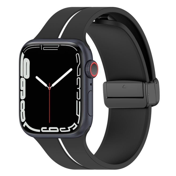 Two Color Folding Buckle Silicone Watch Band, For Apple Watch Ultra 49mm, For Apple Watch SE 2023 44mm