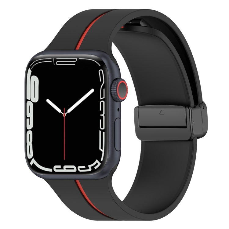 Two Color Folding Buckle Silicone Watch Band, For Apple Watch Ultra 49mm, For Apple Watch SE 2023 44mm