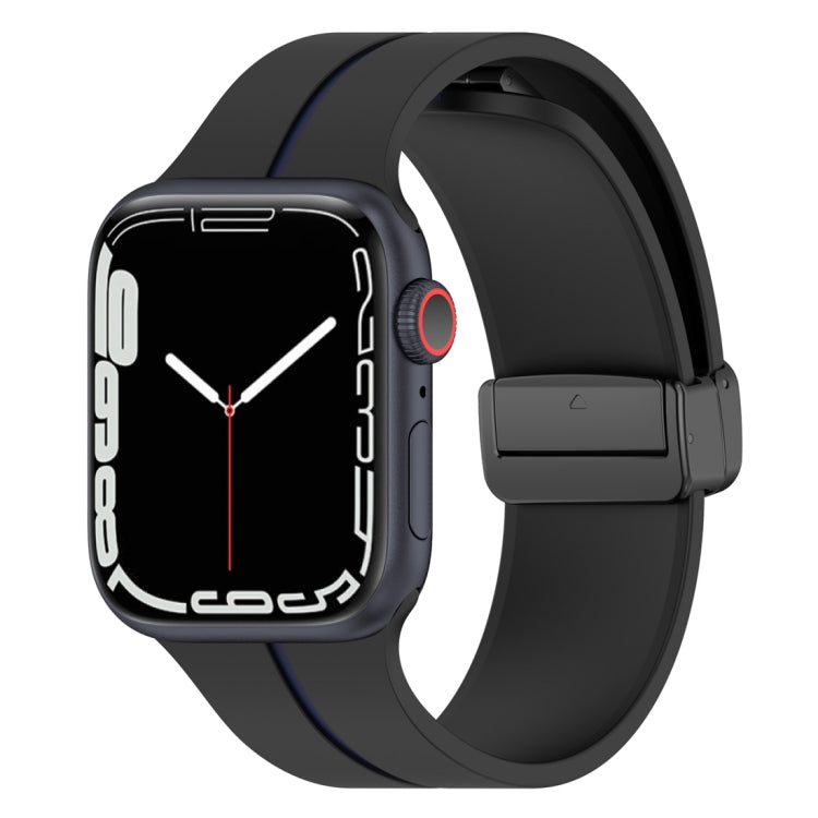 Bracelet de montre en silicone à boucle déployante bicolore, pour Apple Watch 7 41 mm et 45 mm