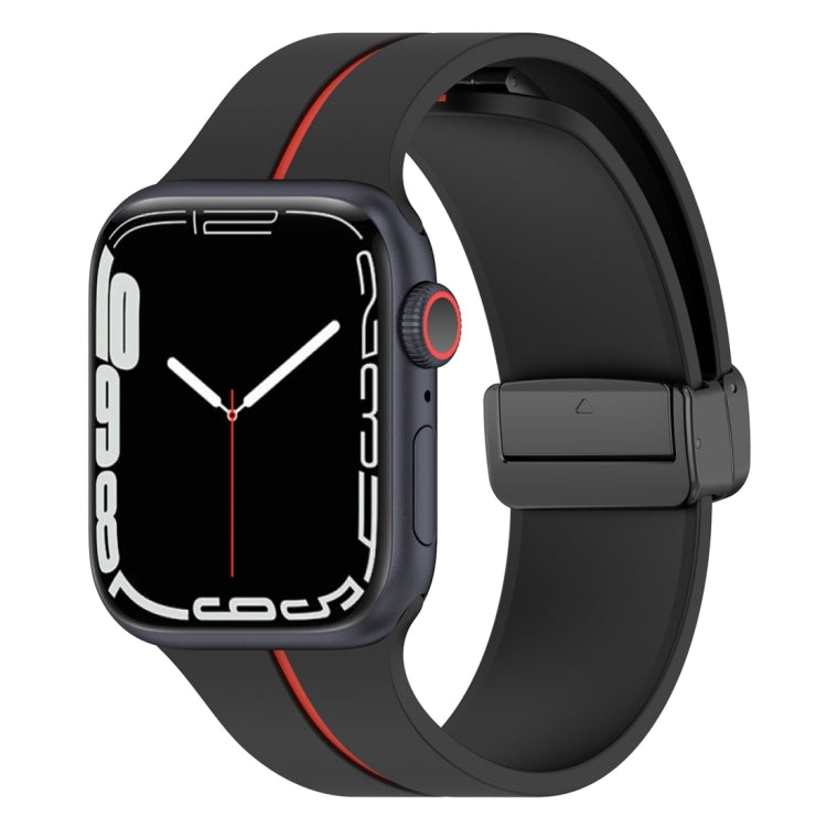 Two Color Folding Buckle Silicone Watch Band, For Apple Watch Ultra 49mm, For Apple Watch SE 2023 44mm