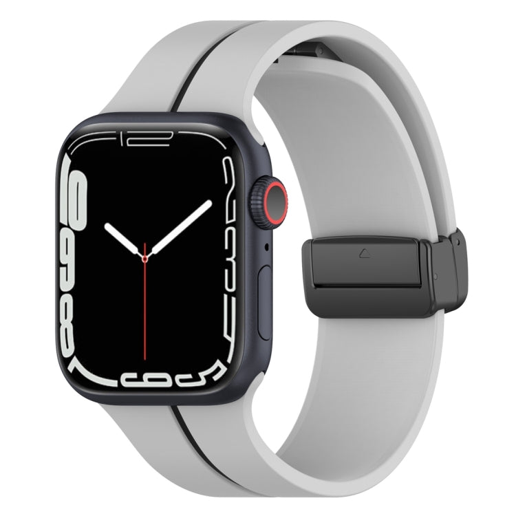 Two Color Folding Buckle Silicone Watch Band, For Apple Watch Ultra 49mm, For Apple Watch SE 2023 44mm