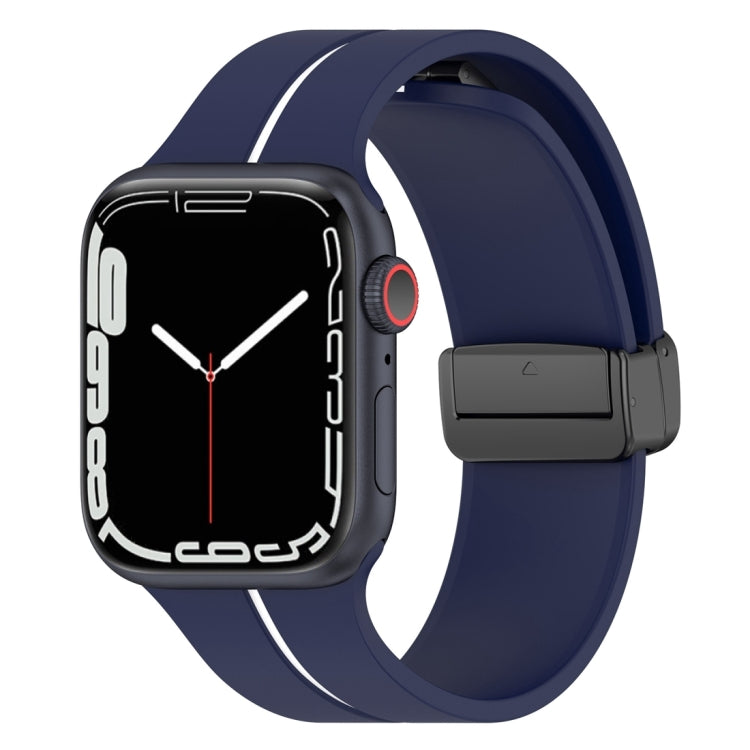 Two Color Folding Buckle Silicone Watch Band, For Apple Watch Ultra 49mm, For Apple Watch SE 2023 44mm
