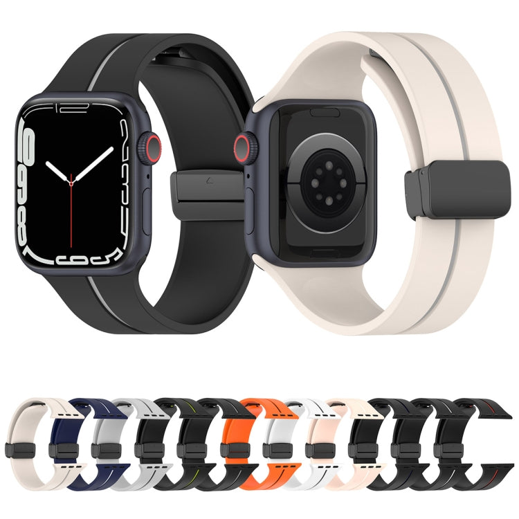 Two Color Folding Buckle Silicone Watch Band, For Apple Watch SE 2023 44mm, For Apple Watch Ultra 49mm