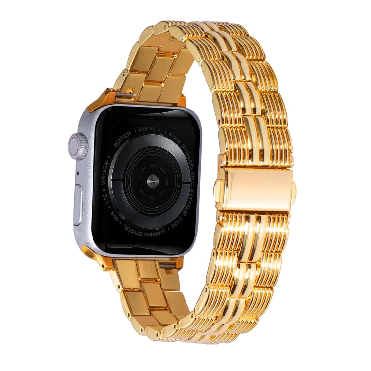 3-Beads Stripe Metal Watch Band, For Apple Watch 4 44mm, For Apple Watch 4 40mm, For Apple Watch 3 38mm, For Apple Watch 3 42mm