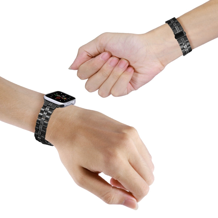 3-Beads Stripe Metal Watch Band, For Apple Watch 4 44mm, For Apple Watch 4 40mm, For Apple Watch 3 38mm, For Apple Watch 3 42mm