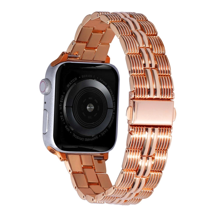 3-Beads Stripe Metal Watch Band, For Apple Watch 4 44mm, For Apple Watch 4 40mm, For Apple Watch 3 38mm, For Apple Watch 3 42mm