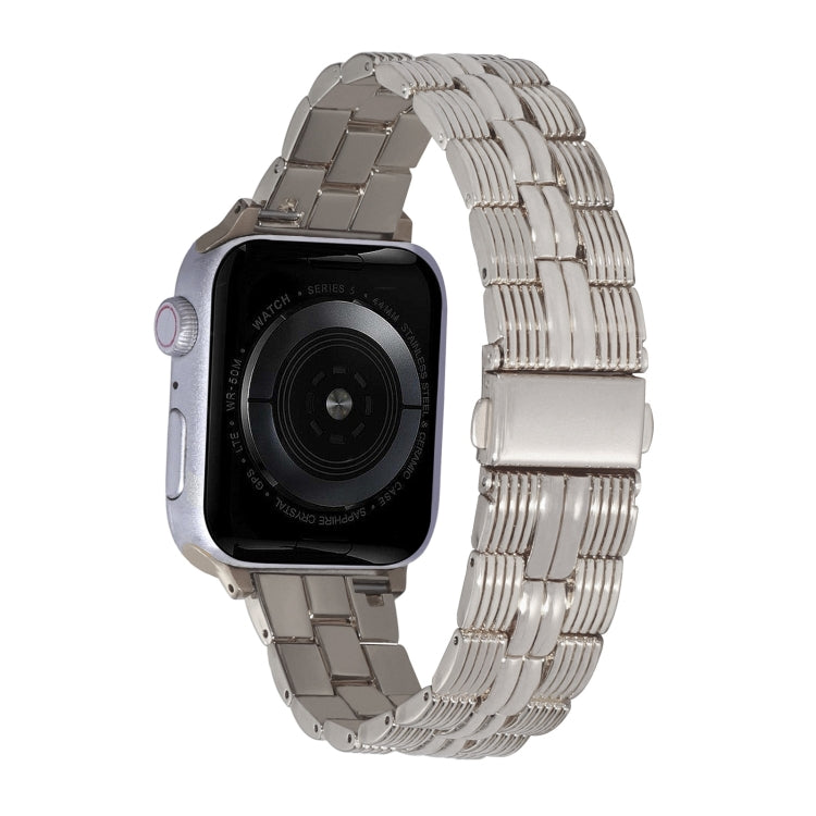 3-Beads Stripe Metal Watch Band, For Apple Watch 4 44mm, For Apple Watch 4 40mm, For Apple Watch 3 38mm, For Apple Watch 3 42mm