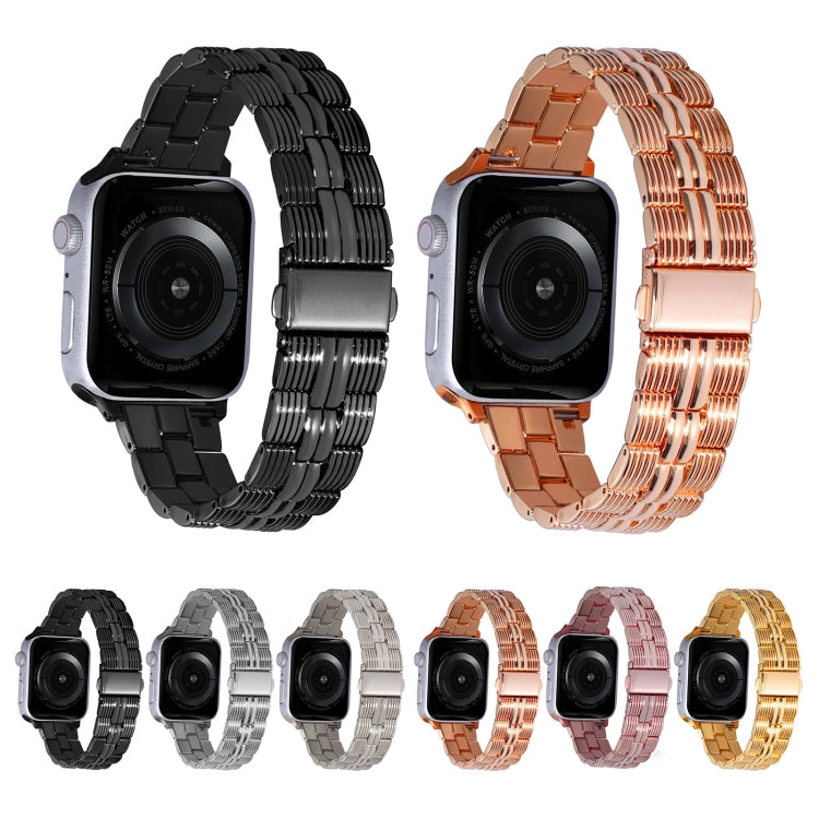 3-Beads Stripe Metal Watch Band, For Apple Watch 7 41mm, For Apple Watch 7 45mm, For Apple Watch SE 40mm, For Apple Watch SE 44mm