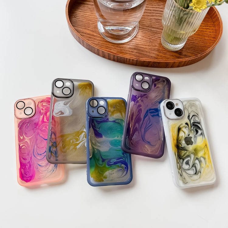 Oil Painting Electroplating TPU Phone Case, For iPhone 14, For iPhone 14 Pro, For iPhone 14 Plus, For iPhone 14 Pro Max, For iPhone 13