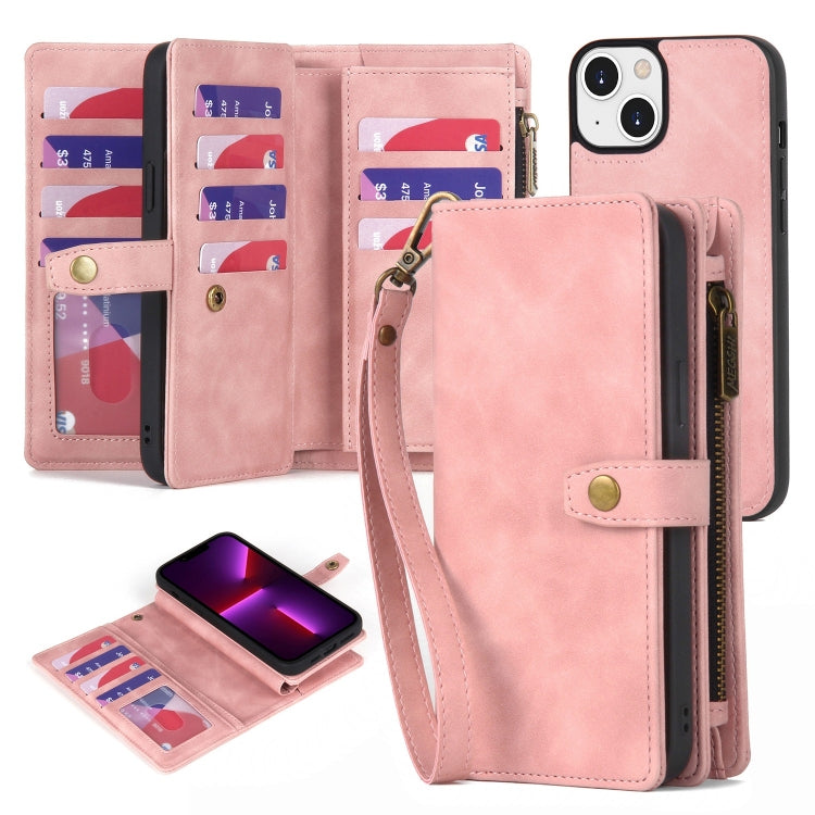 Zipper Wallet Magnetic Detachable Leather Phone Case, For iPhone 14, For iPhone 14 Pro, For iPhone 14 Plus, For iPhone 14 Pro Max, For iPhone 13, For iPhone 13 Pro, For iPhone 13 Pro Max, For iPhone 12 / 12 Pro
