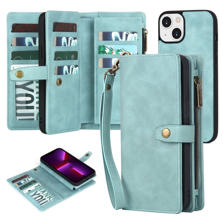 Zipper Wallet Magnetic Detachable Leather Phone Case, For iPhone 14, For iPhone 14 Pro, For iPhone 14 Plus, For iPhone 14 Pro Max, For iPhone 13, For iPhone 13 Pro, For iPhone 13 Pro Max, For iPhone 12 / 12 Pro
