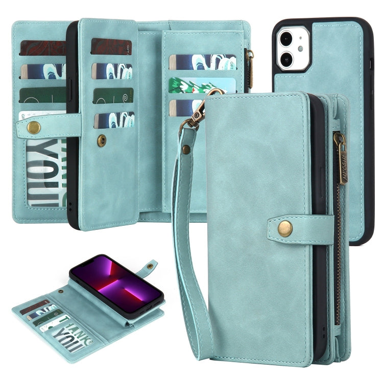 Zipper Wallet Magnetic Detachable Leather Phone Case, For iPhone 12 Pro Max, For iPhone 11, For iPhone 11 Pro, For iPhone 11 Pro Max, For iPhone X / XS, For iPhone XR, For iPhone XS Max, For iPhone 7 Plus / 8 Plus