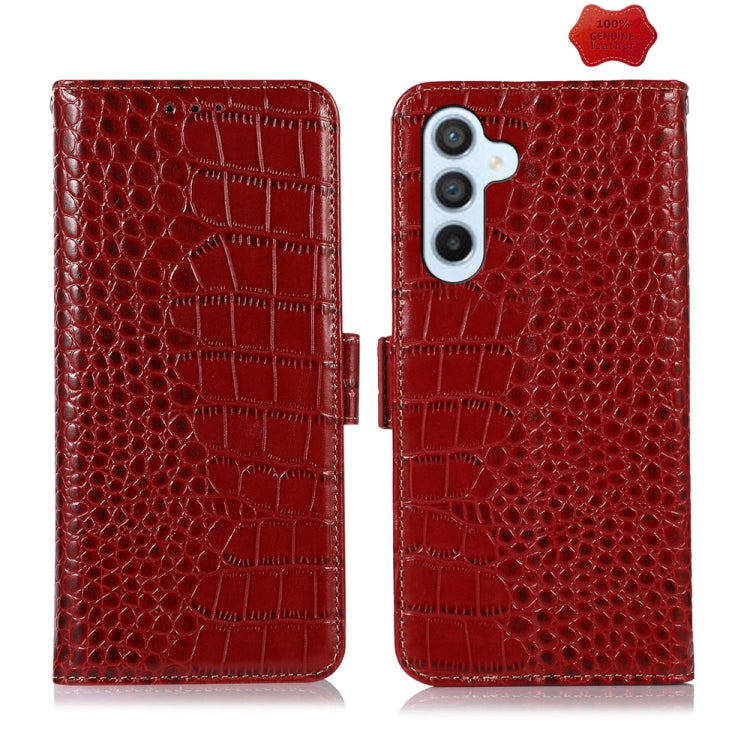 Crocodile Top Layer Cowhide Leather Phone Case, For Samsung Galaxy A55 5G, For Samsung Galaxy Xcover 7, For Samsung Galaxy M54 5G, For Samsung Galaxy A35 5G, For Samsung Galaxy M34 5G, For Samsung Galaxy S24 Ultra
