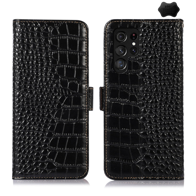 Crocodile Top Layer Cowhide Leather Phone Case, For Samsung Galaxy A55 5G, For Samsung Galaxy Xcover 7, For Samsung Galaxy M54 5G, For Samsung Galaxy A35 5G, For Samsung Galaxy M34 5G, For Samsung Galaxy S24 Ultra