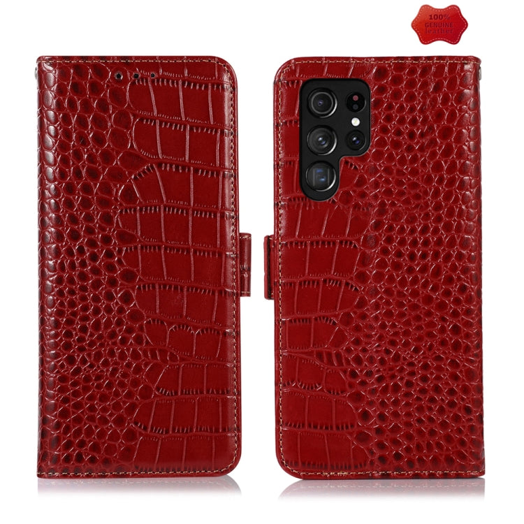 Crocodile Top Layer Cowhide Leather Phone Case, For Samsung Galaxy A55 5G, For Samsung Galaxy Xcover 7, For Samsung Galaxy M54 5G, For Samsung Galaxy A35 5G, For Samsung Galaxy M34 5G, For Samsung Galaxy S24 Ultra