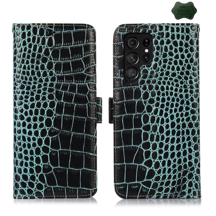 Crocodile Top Layer Cowhide Leather Phone Case, For Samsung Galaxy A55 5G, For Samsung Galaxy Xcover 7, For Samsung Galaxy M54 5G, For Samsung Galaxy A35 5G, For Samsung Galaxy M34 5G, For Samsung Galaxy S24 Ultra
