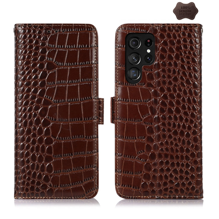 Crocodile Top Layer Cowhide Leather Phone Case, For Samsung Galaxy A55 5G, For Samsung Galaxy Xcover 7, For Samsung Galaxy M54 5G, For Samsung Galaxy A35 5G, For Samsung Galaxy M34 5G, For Samsung Galaxy S24 Ultra