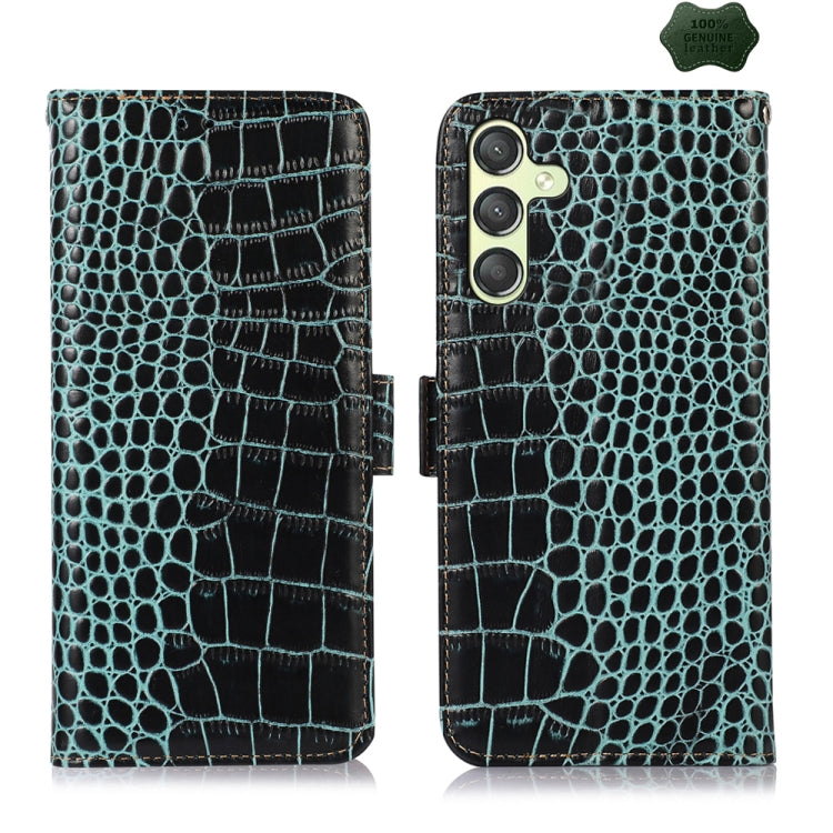 Crocodile Top Layer Cowhide Leather Phone Case, For Samsung Galaxy S24+, For Samsung Galaxy S24, For Samsung Galaxy A25 5G Global