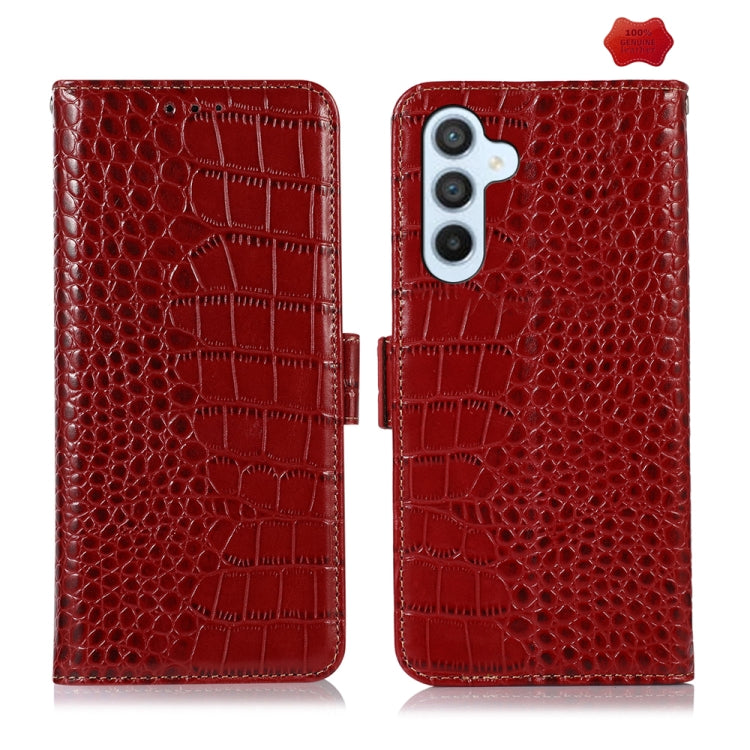 Crocodile Top Layer Cowhide Leather Phone Case, For Samsung Galaxy S24 Ultra, For Samsung Galaxy A55 5G, For Samsung Galaxy Xcover 7, For Samsung Galaxy M54 5G, For Samsung Galaxy A35 5G, For Samsung Galaxy M34 5G