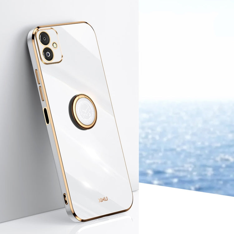 XINLI Straight Edge 6D Electroplate TPU Phone Case with Ring Holder