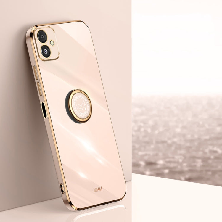 XINLI Straight Edge 6D Electroplate TPU Phone Case with Ring Holder