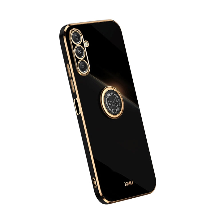 XINLI Straight Edge 6D Electroplate TPU Phone Case with Ring Holder