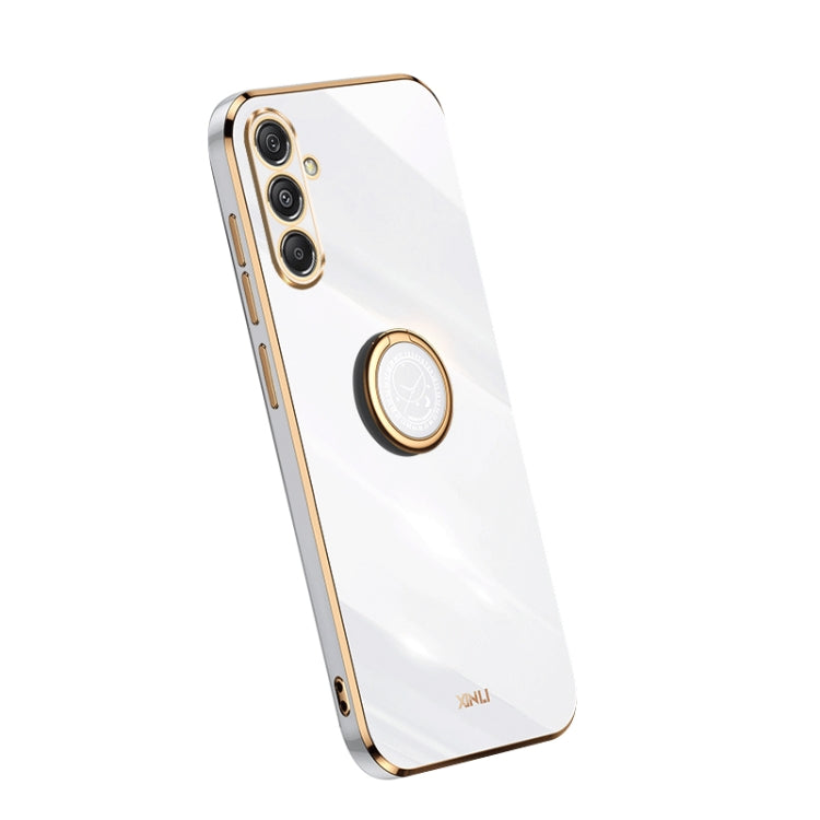 Coque XINLI Straight Edge 6D en TPU galvanisé avec anneau de support, pour Samsung Galaxy F14 5G, Samsung Galaxy M14 5G, Samsung Galaxy A04e 4G