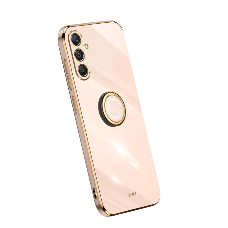 Coque XINLI Straight Edge 6D en TPU galvanisé avec anneau de support, pour Samsung Galaxy F14 5G, Samsung Galaxy M14 5G, Samsung Galaxy A04e 4G