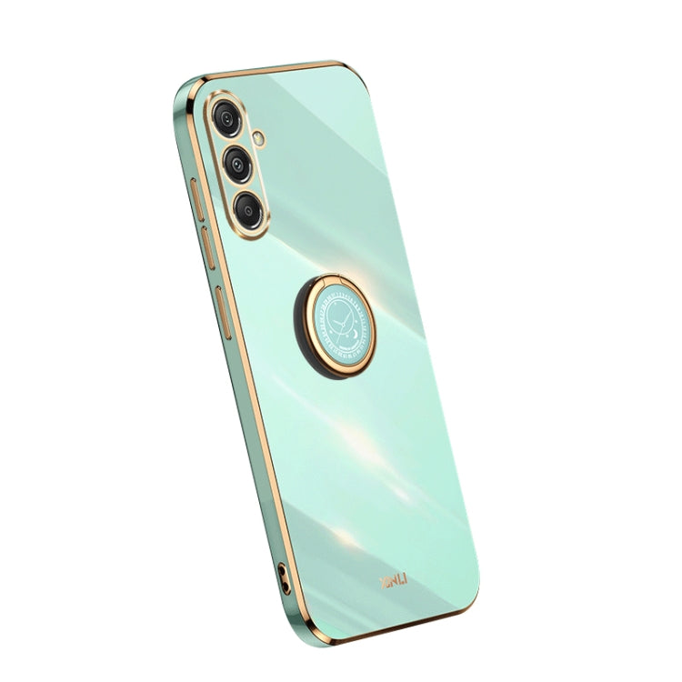 Coque XINLI Straight Edge 6D en TPU galvanisé avec anneau de support, pour Samsung Galaxy F14 5G, Samsung Galaxy M14 5G, Samsung Galaxy A04e 4G