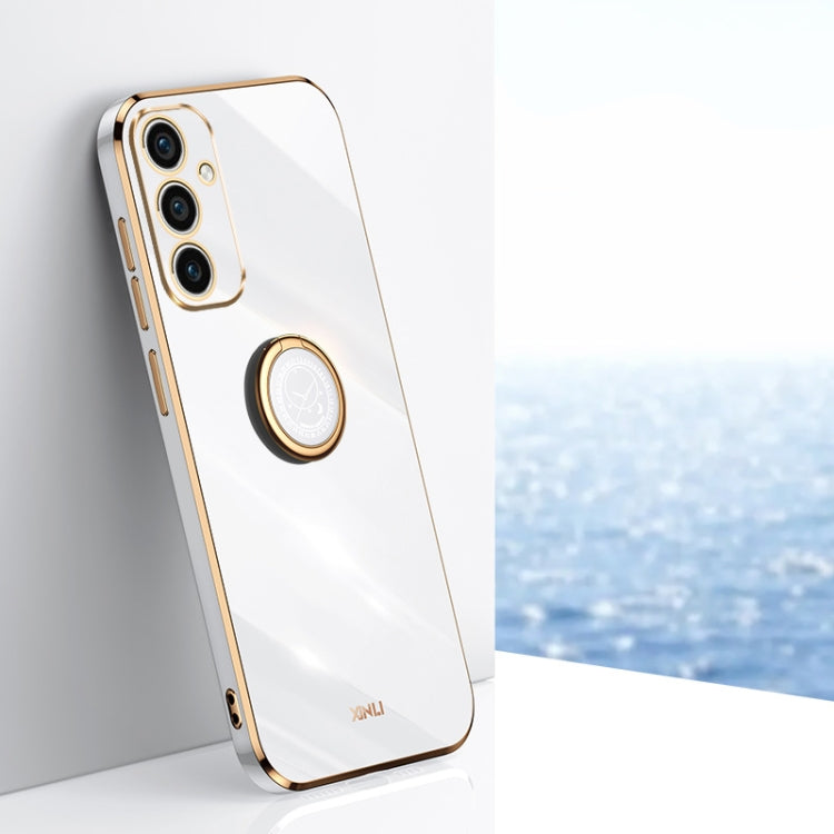 Coque XINLI Straight Edge 6D en TPU galvanisé avec anneau de support, pour Samsung Galaxy A15, A55, A35 5G et S24 Ultra 5G