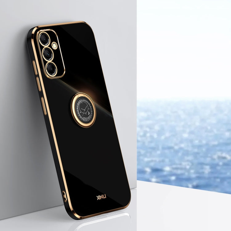 Coque XINLI Straight Edge 6D en TPU galvanisé avec anneau de support, pour Samsung Galaxy A15, A55, A35 5G et S24 Ultra 5G