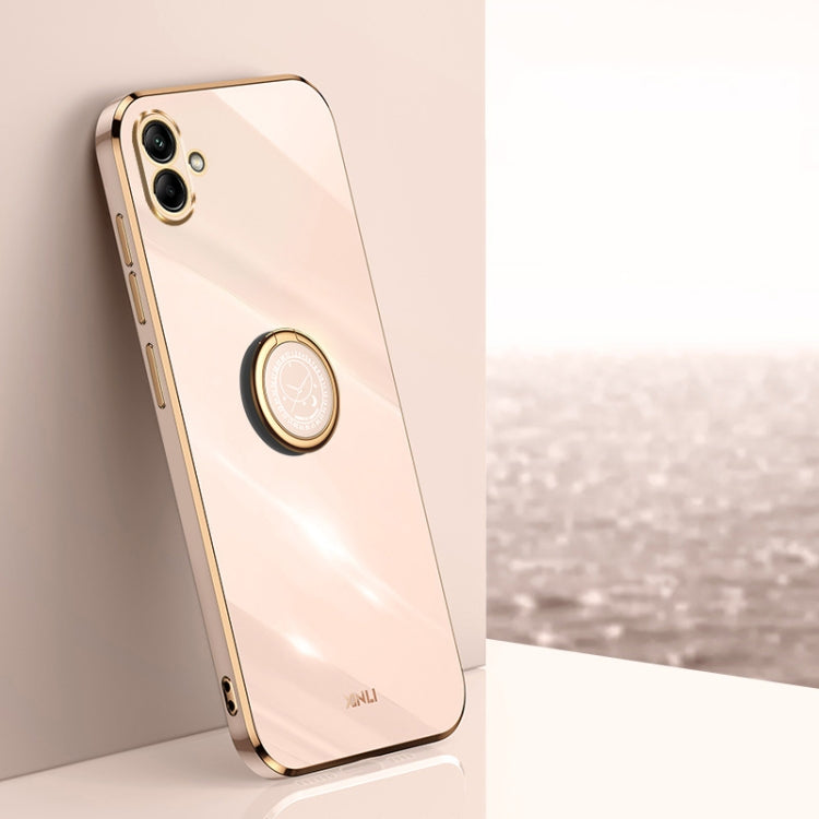 XINLI Straight Edge 6D Electroplate TPU Phone Case with Ring Holder