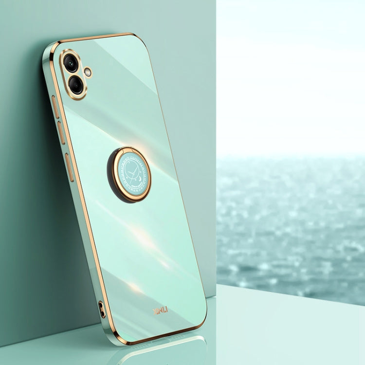 XINLI Straight Edge 6D Electroplate TPU Phone Case with Ring Holder