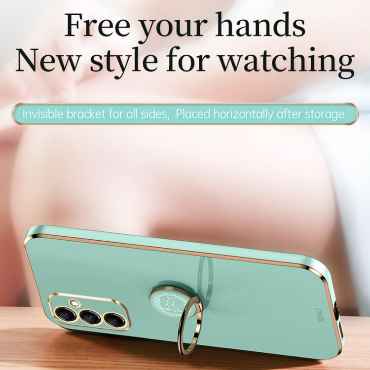 XINLI Straight Edge 6D Electroplate TPU Phone Case with Ring Holder